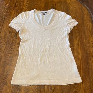 GAP V-neck Short-Sleeved Lightweight Sweater, size medium, cream-colored